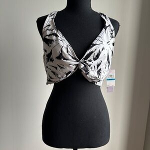 *JAG* Black x White Foliage Pattern Swim Top Size 36 D/DD
